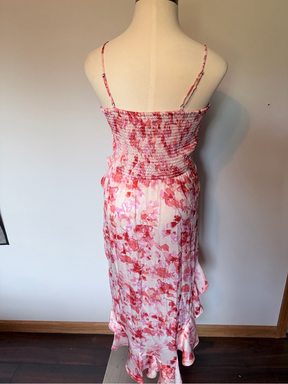 Japna Pink & Coral Floral Ruffle Midi Dress - Picture 2 of 3